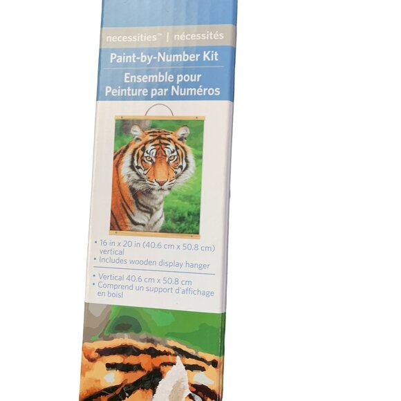 New Paint By Number Kit 16x20 Vertical Wooden Hanger Tiger - Picture 3 of 4